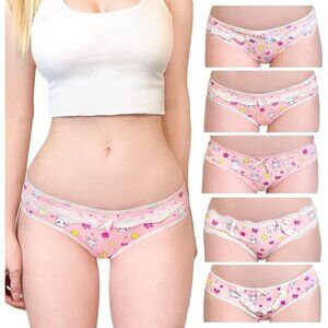 🆕 Women Pink Ladies Soft Cotton Underwear Comfortable Hipster 5Pack Panties Set